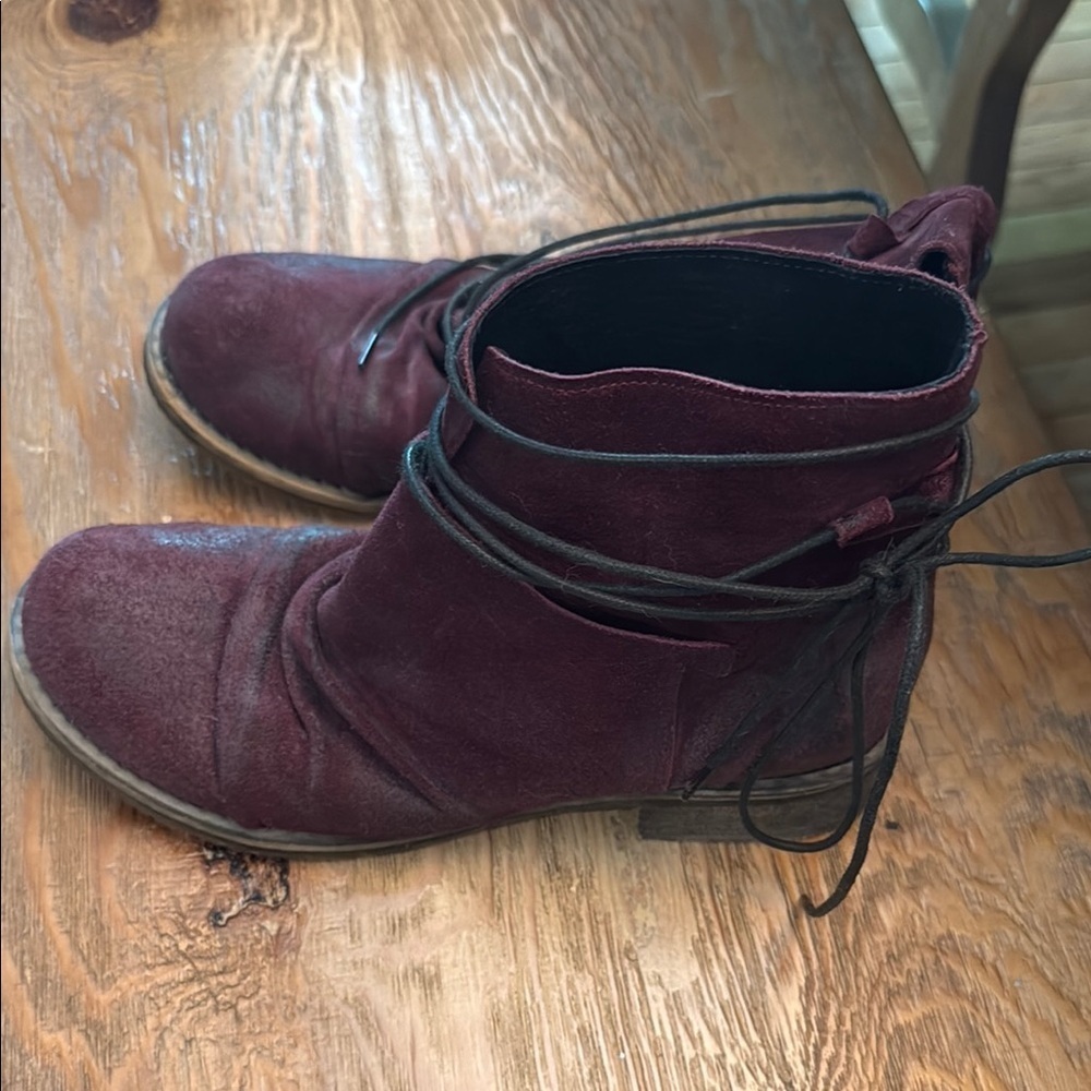 Sundance Women's Plum Suede Ankle Wrap Boots-Sundance